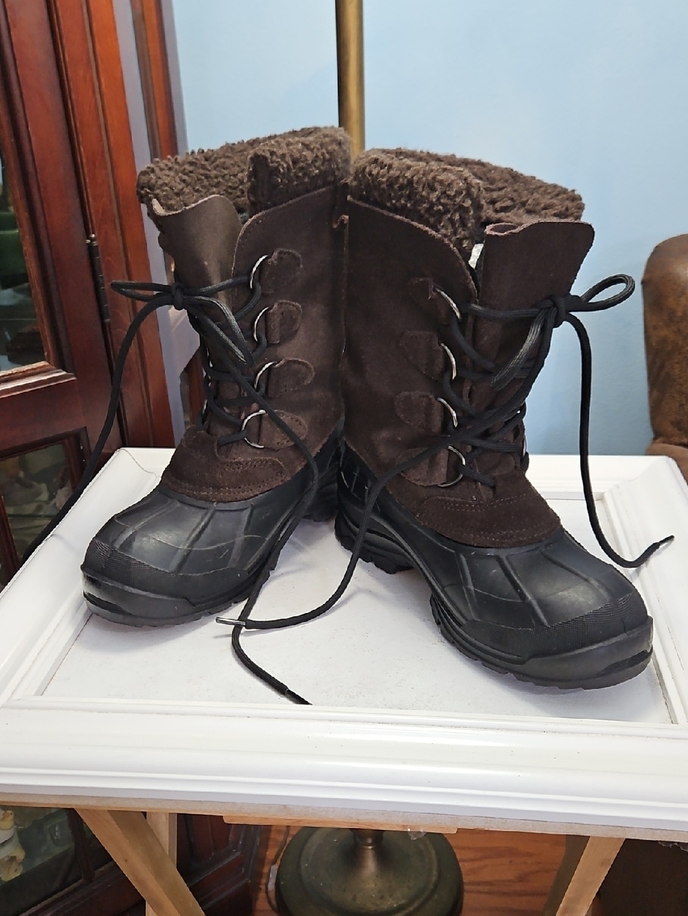 Kamik Conquest Brown Winter Snow Boots with Faux Fur Trim Men's Size 7